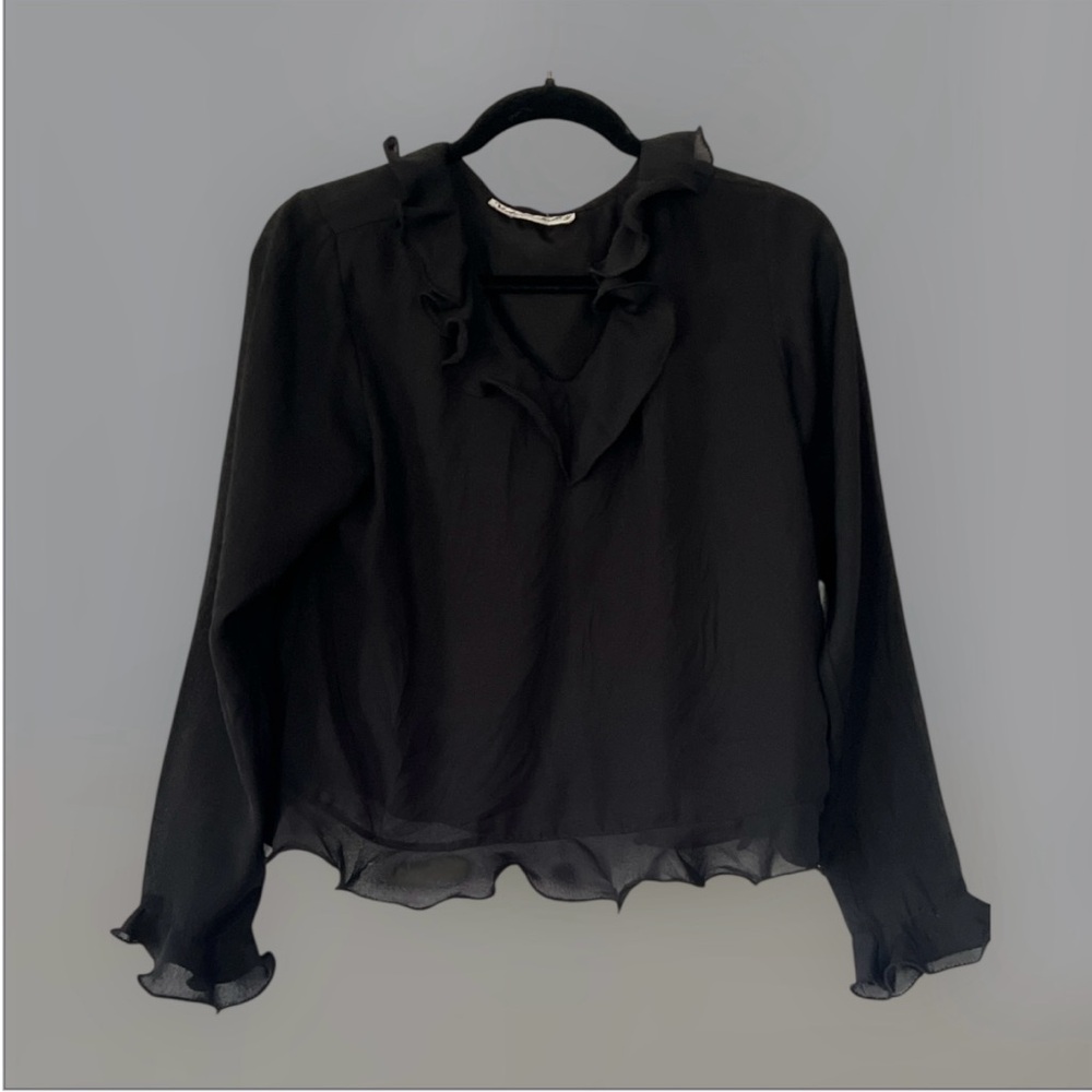 Elegant Black Ruffle Blouse